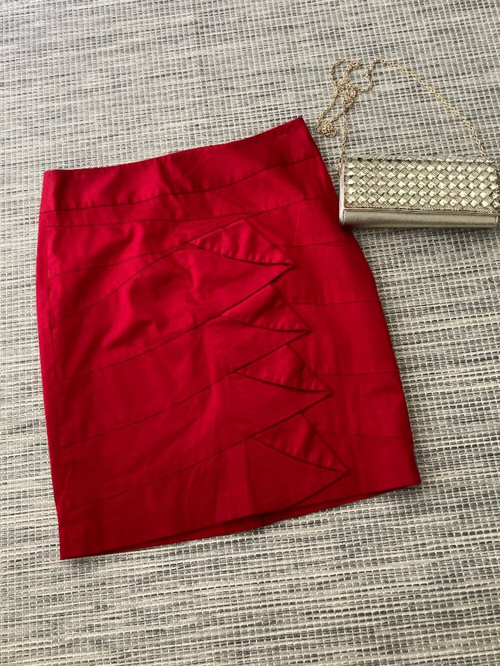 The Limited Red Diagonal Tiered Ruffle Pencil Skirt 8
